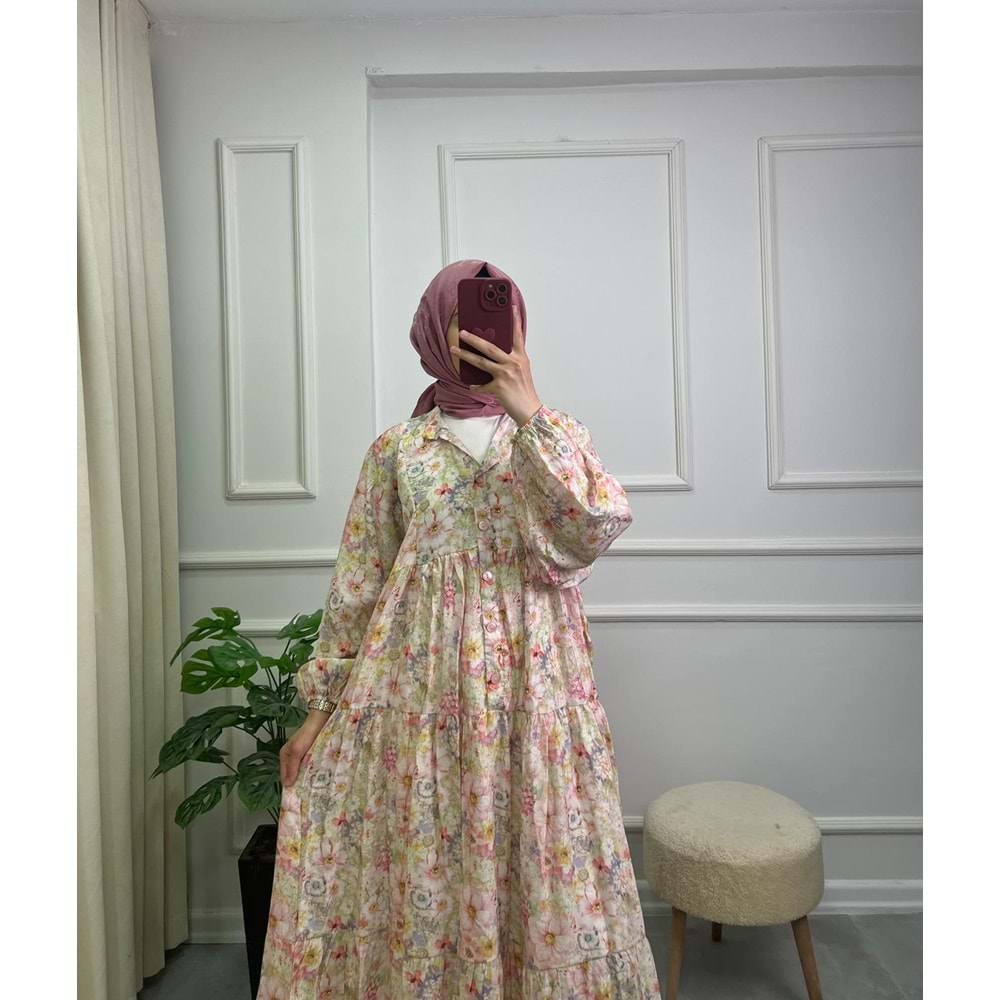 1300 ÇİÇEKLİ OTANTİK ELBİSE