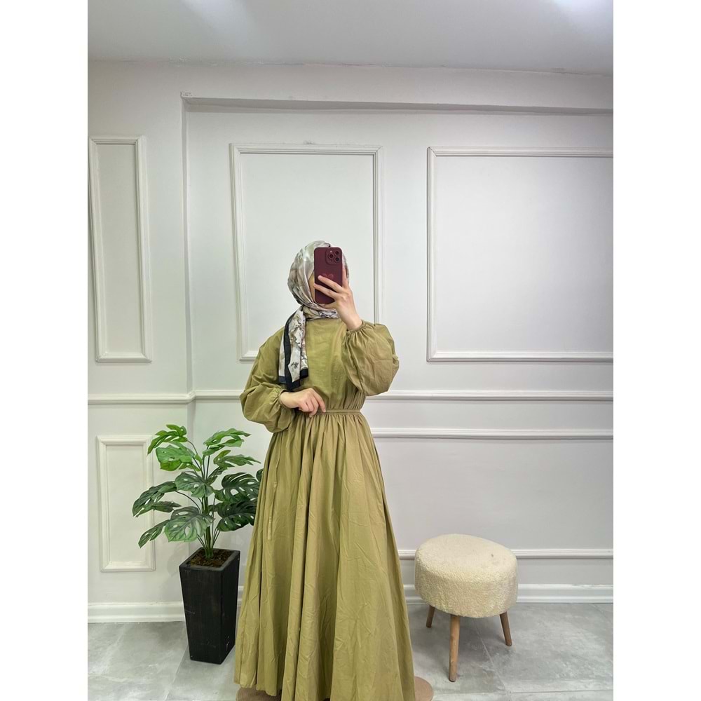 25-5001 BELİ BÜZGÜLÜ ELBİSE