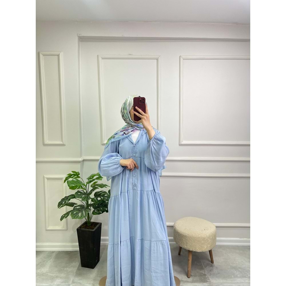 25101 DÜĞMELİ MODAL ELBİSE