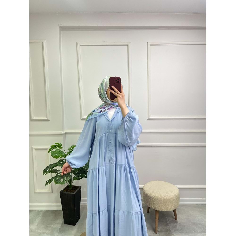 25101 DÜĞMELİ MODAL ELBİSE