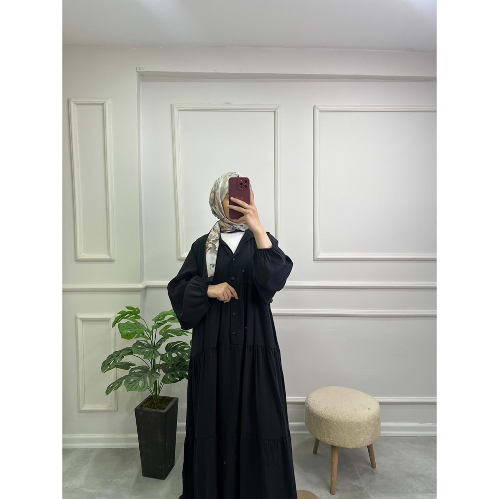 25101 DÜĞMELİ MODAL ELBİSE