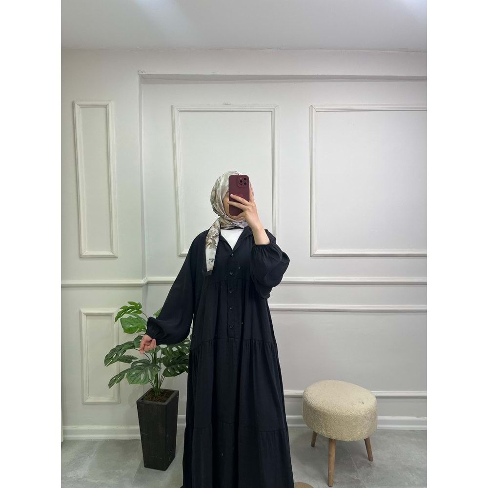 25101 DÜĞMELİ MODAL ELBİSE