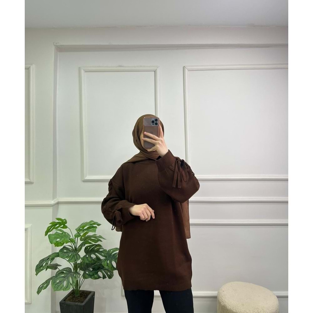 4998 YUVARLAK YAKA KOLU ÖRGÜ TUNİK