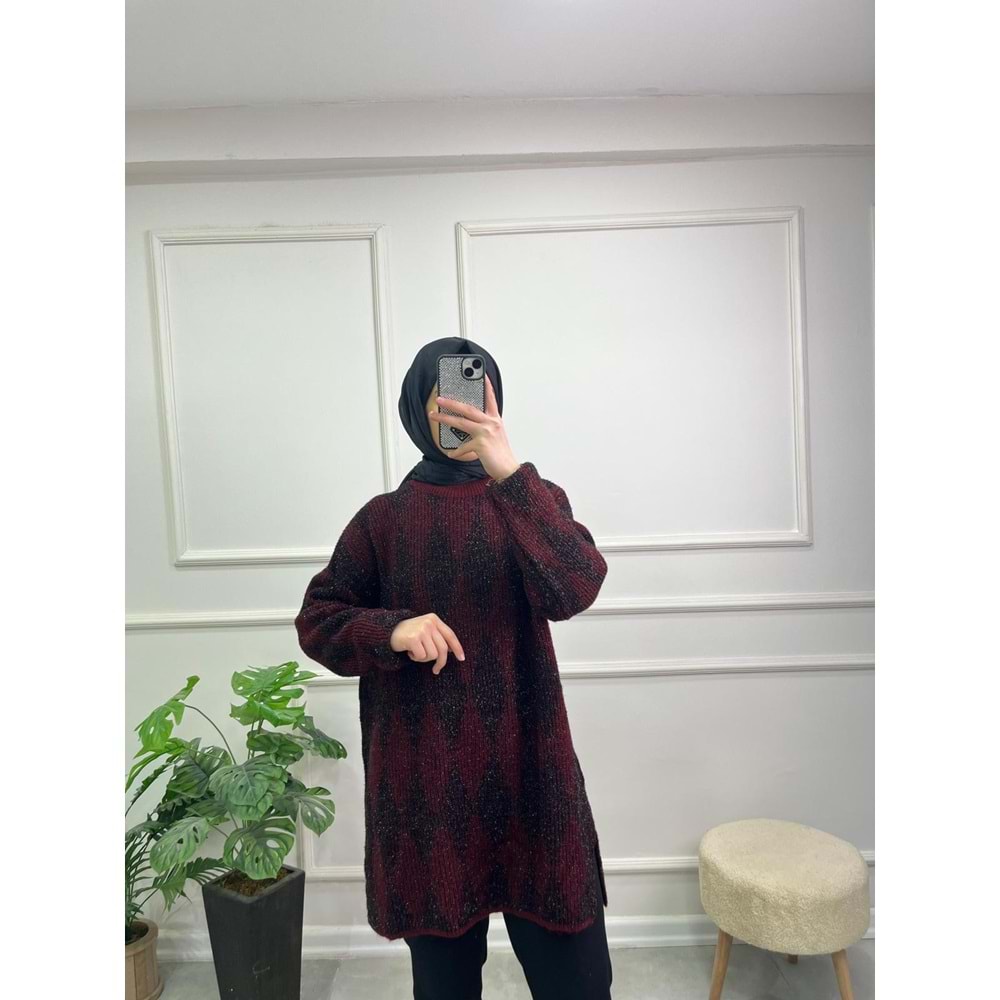 51118 CİTY KENDİNDEN DESENLİ SİMLİ KAZAK