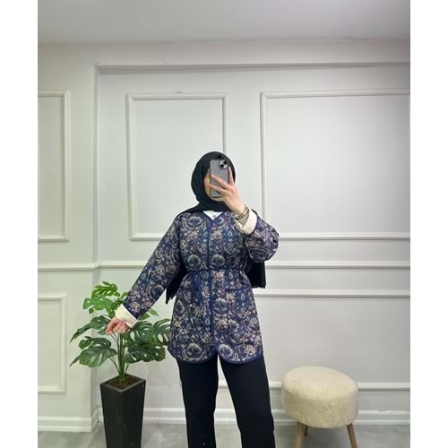 55010 ETNİK DESENLİ BEL BAĞLAMALI KİMONO