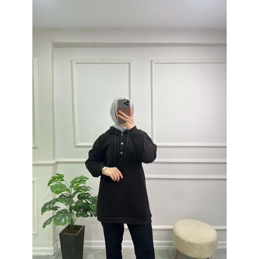 844 YAKASI ÇITÇITLI KAPŞONLU ŞARDONLU SWEAT