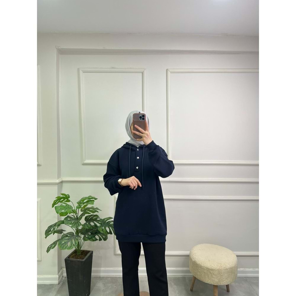 844 YAKASI ÇITÇITLI KAPŞONLU ŞARDONLU SWEAT