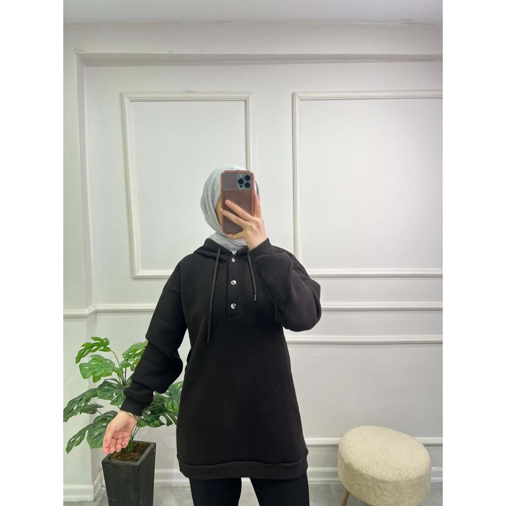 844 YAKASI ÇITÇITLI KAPŞONLU ŞARDONLU SWEAT