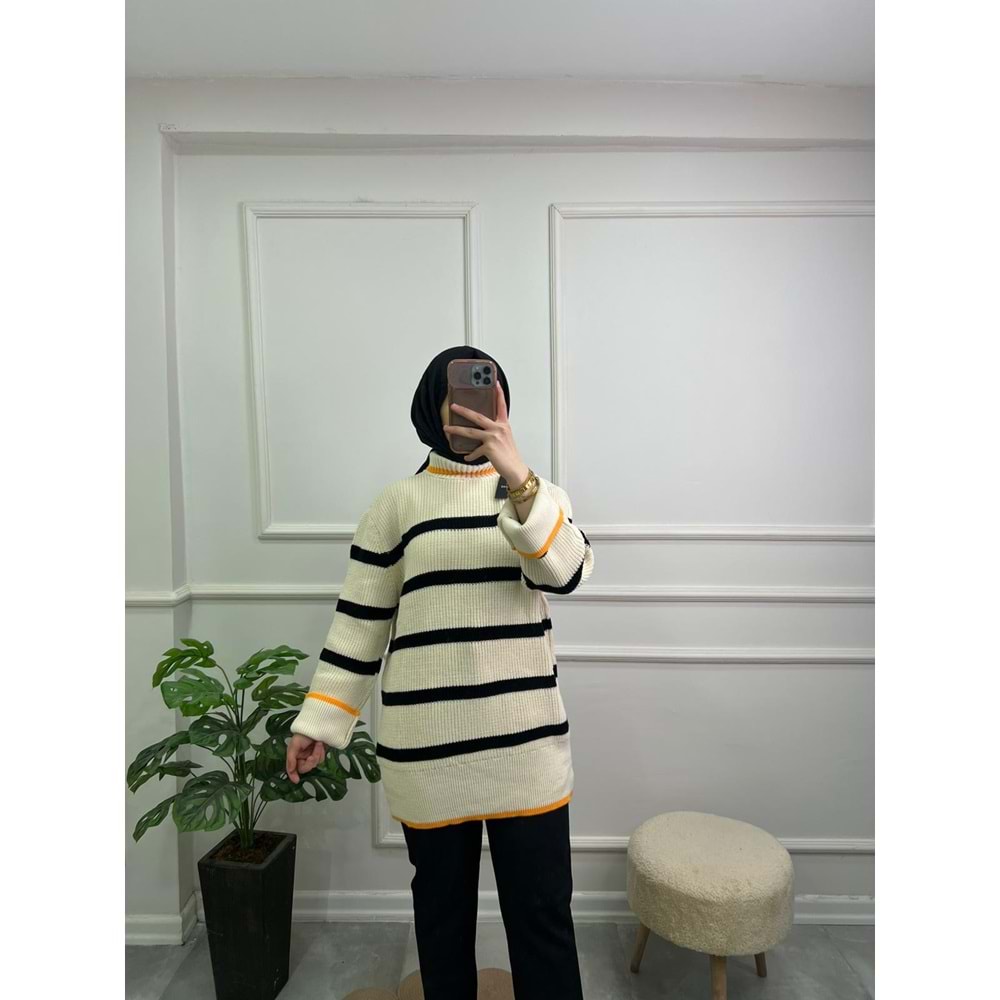 7998 YARIM BOĞAZLI ÖRGÜ DESEN TRİKO TUNİK