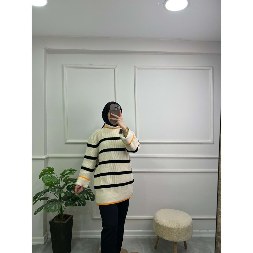 7998 YARIM BOĞAZLI ÖRGÜ DESEN TRİKO TUNİK