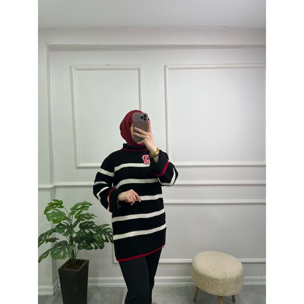 7998 YARIM BOĞAZLI ÖRGÜ DESEN TRİKO TUNİK