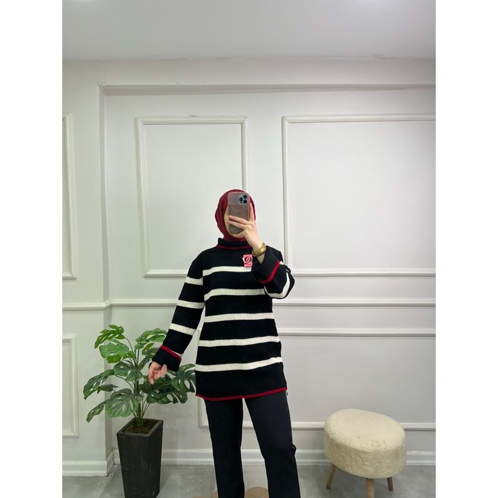 7998 YARIM BOĞAZLI ÖRGÜ DESEN TRİKO TUNİK